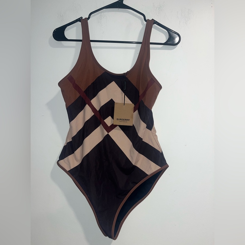 BURBERRY Cleddau Check one piece in Dark Birch/brown NWT